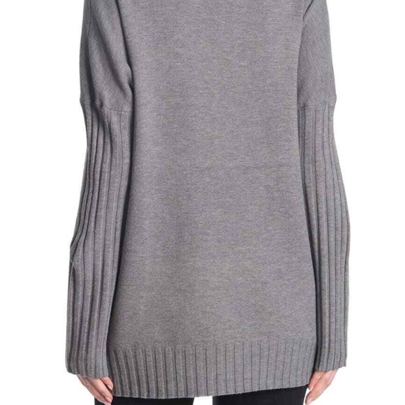 NWT FRENCH CONNECTION Baby Soft Ribbed Sleeve Sweater In Warm Graphite XL - Picture 2 of 5